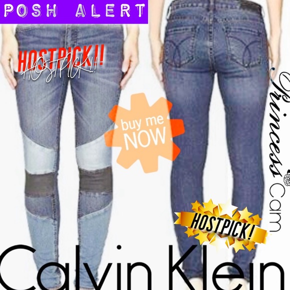 🤩🆕CALVIN KLEIN Skinny Anouk Colorblock Jeans 32 - Picture 2 of 8